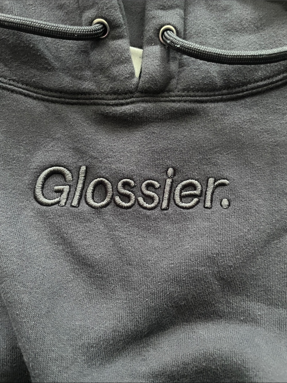 Glossier Logo Gray Hooded Sweatshirt Women’s Sz XXXL